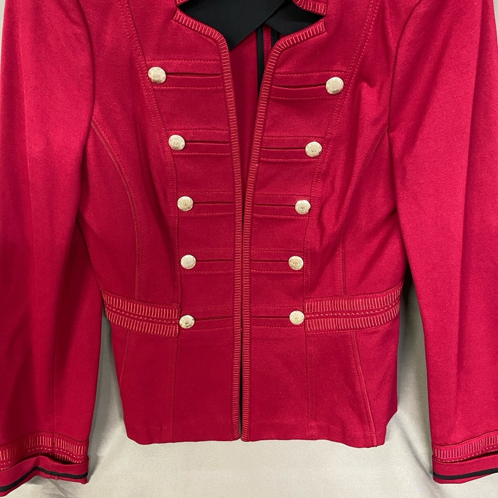 White House Black Market Women's Deep Red Military Style Tailored Blazer Size 6 - Picture 6 of 11